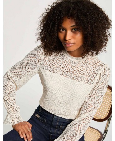 Camisa encaje beige