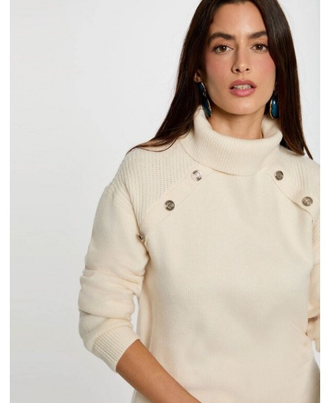 Jersey cuello alto marfil